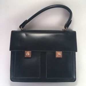 Vintage Ambassador Black Hand Bag Purse Red Lining